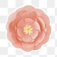 Papercraft peony flower sticker png