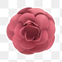 Red camellia flower papercraft stcker png