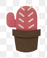 Red cactus paper craft sticker design element