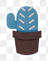 Blue cactus paper craft sticker design element