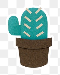 Green cactus paper craft sticker design element