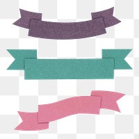 Colorful ribbon banner paper craft set design element