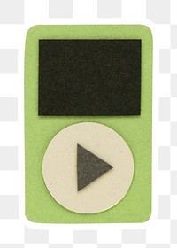 Green music player paper craft sticker design element