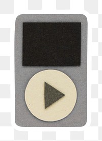 Gray music player paper craft sticker design element