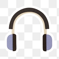Purple headphones paper craft sticker design element