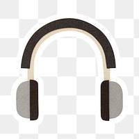 Gray headphones paper craft sticker  design element