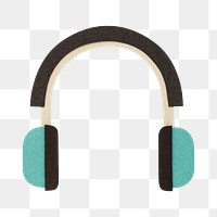 Green headphones paper craft design element