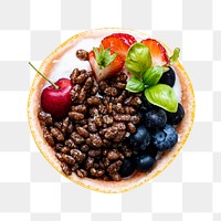 Kids breakfast png cereal bowl with berries and yogurt