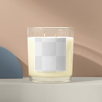 Aroma candle mockup png, transparent label design, home spa product packaging