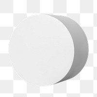 3D circle png, white geometric shape on transparent background