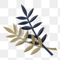 Png leaves with twigs paper craft in flat lay style