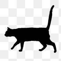 Cat silhouette png sticker, pet image on transparent background