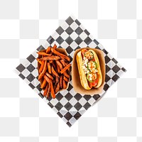 Png hotdog meal sticker, food photography, transparent background