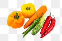 Chillies, peppers png clipart, organic vegetables set