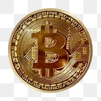 Gold bitcoin png clipart, cryptocurrency money on transparent background