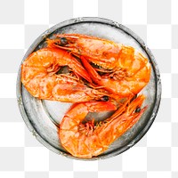 Png cooked whole prawn sticker, food photography, transparent background