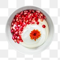 Png pomegranate yoghurt bowl sticker, food photography, transparent background