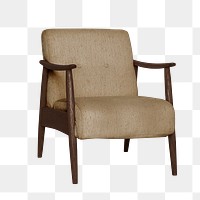 Mid-century modern armchair png mockup in brown tone