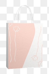 Shopping paper bag png, feminine design on transparent background