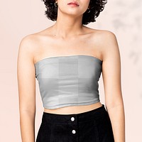 Bandeau top png mockup, transparent women&rsquo;s apparel design