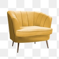 Yellow chair png sticker, transparent background and isolated object 