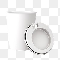 White png coffee paper cup on transparent background