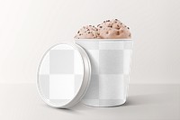 Png ice cream jar mockup transparent, paper packaging design