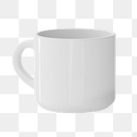 White gradient png ceramic coffee cup on transparent background