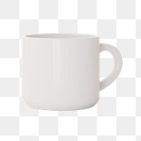 White png ceramic coffee cup on transparent background