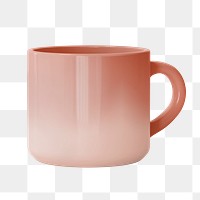 Pink gradient png ceramic coffee cup on transparent background