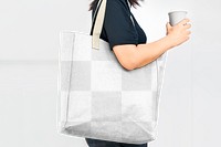 Tote bag png mockup reusable eco-friendly shopping bag