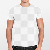 Casual tshirt mockup png transparent, worn by a young man