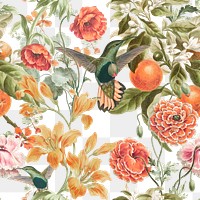 Botanical png pattern clipart, transparent background, remixed from original artworks by Pierre Joseph Redouté