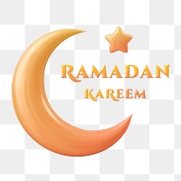 Ramadan Kareem png word sticker, greeting in 3D design on transparent background