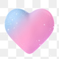 Heart png sticker, 3d holographic graphic on transparent background