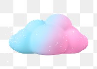 Cloud png sticker, 3d holographic graphic on transparent background