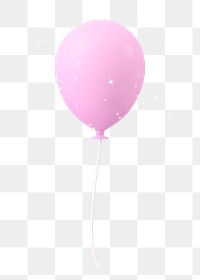 Pink balloon 3d png clipart, birthday design element, transparent background