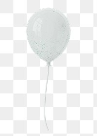 White balloon 3d png clipart, birthday design element, transparent background