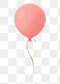 Pink balloon 3d png clipart, birthday design element, transparent background