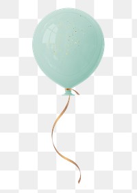 Green balloon 3d png clipart, birthday design element, transparent background