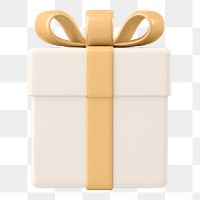 White gift box png sticker, 3d birthday graphic on transparent background