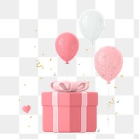 Gift box sticker png, 3d birthday graphic, transparent background