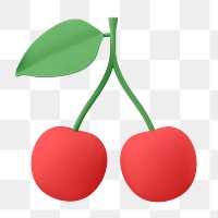 Cherry png sticker, 3d fruit graphic on transparent background