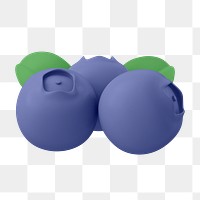 Blueberry png sticker, 3d fruit graphic on transparent background