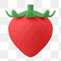 Strawberry png sticker, 3d fruit graphic on transparent background