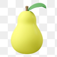 Pear png sticker, 3d fruit graphic on transparent background