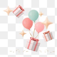 Gift box 3d png clipart, birthday design element, transparent background