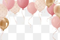 Pink balloon 3d frame png, birthday graphic, transparent background