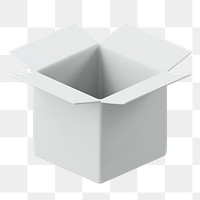 White open png box, 3D package delivery illustration on transparent background