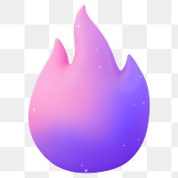 Aesthetic flame png clipart, 3D gradient icon illustration on transparent background